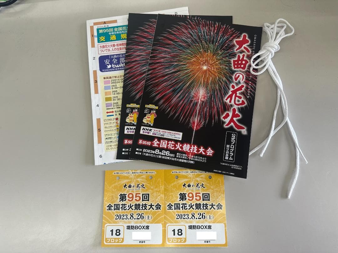 会場ほぼ中央席 大曲の花火 堤防BOX席 2名分 18ブロック