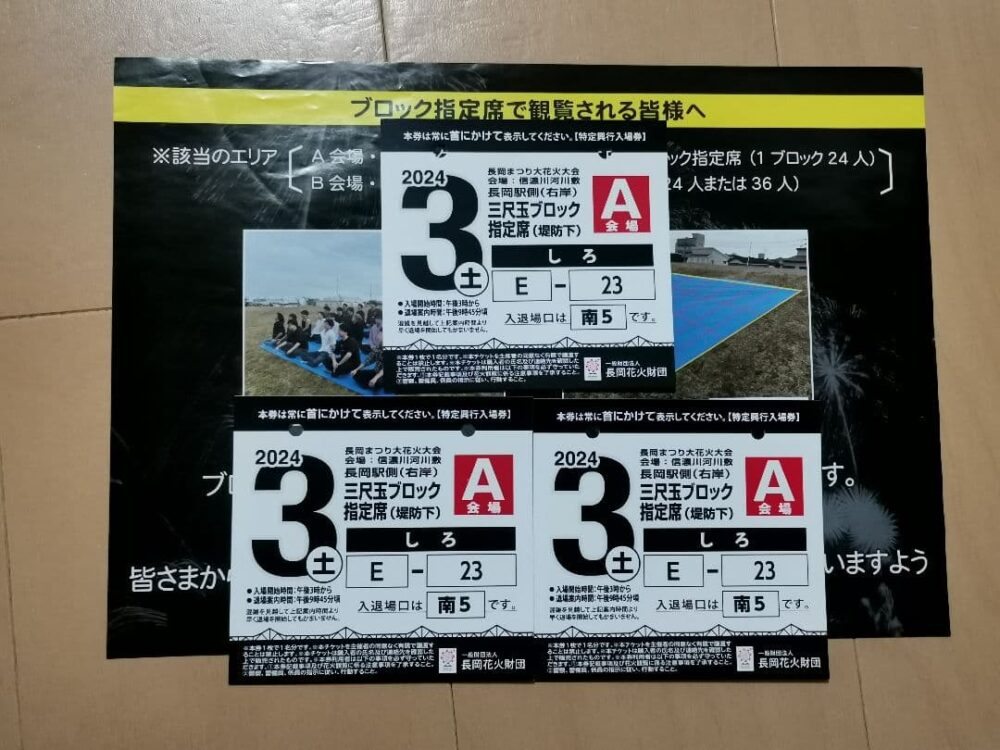 特別大特価 長岡花火 チケット 3枚 2024年8月3日