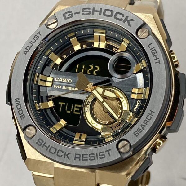 未使用同様 極美品CASIO/G-SHOCK GST-210GD G-STEEL