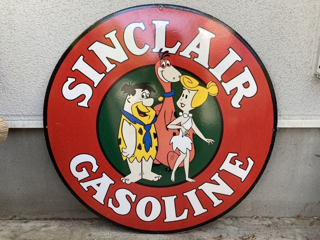 ビンテージ 大型 看板 Sinclair シンクレア フリントストーン 76cm