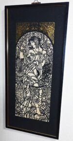倪瑞良　藤蘿花　真作　切り絵のミュシャ　にいみずよし　超絶技巧　額装　希少作